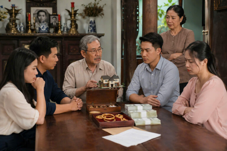họp gia đình chia tk