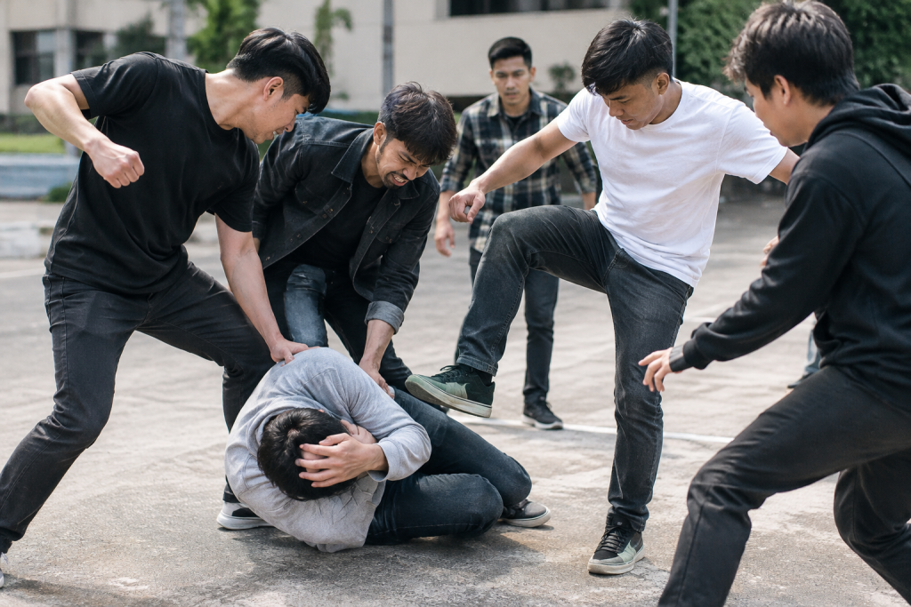Chaotic Urban Brawl in Daylight