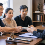 Formal Document Handover at Meeting Table