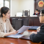 Legal Consultation at the Courtroom Desk