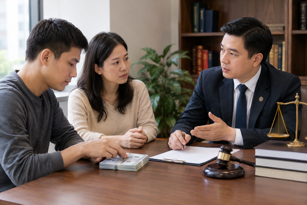 Legal Consultation with Money and Justice Symbols
