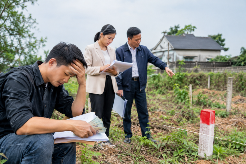 Stressed Buyer at Land Inspection
